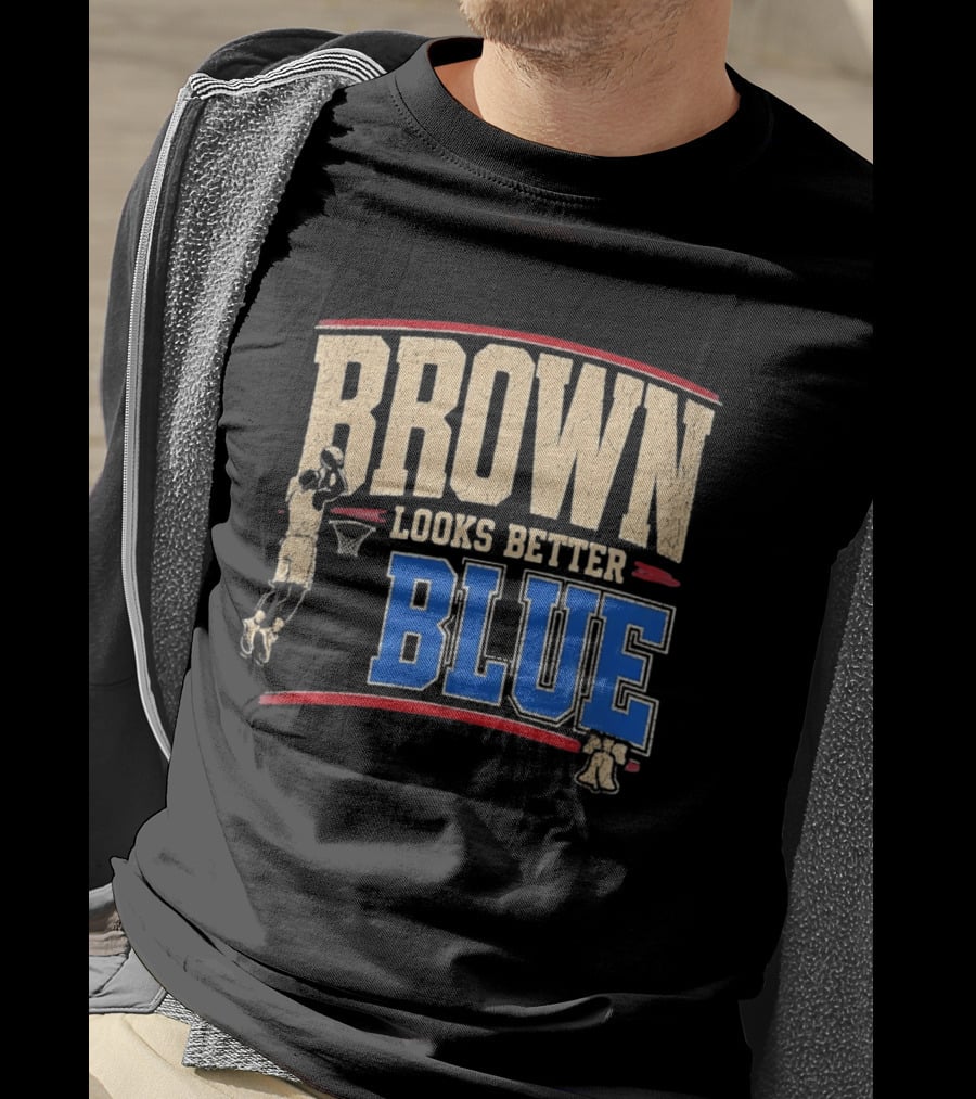 Brown Looks Better Blue Basketball Philadelphia 76ers Distressed T-Shirt