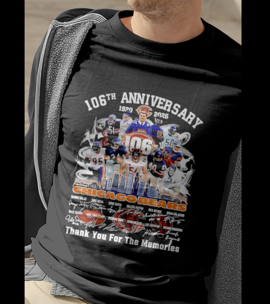 106th Anniversary Chicago Bears 1919 2025 Thank You For The Memories Mike Singletary Signatures T-Shirt