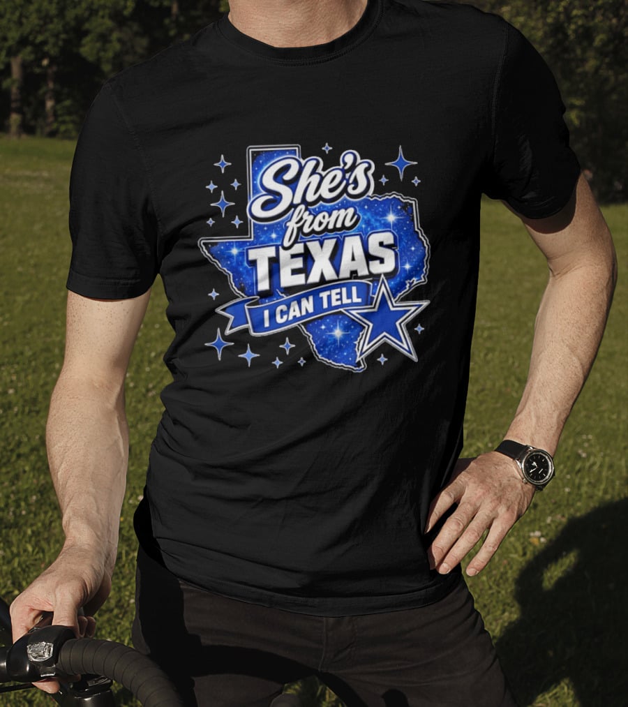 She's From Texas I Can Tell Star Blue Texas T-Shirt