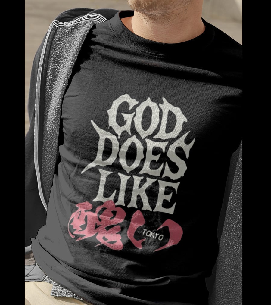 God Does Like Tokyo Japanese Kanji Soul Distressed T-Shirt