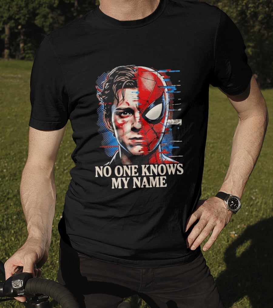 Tom Holland Spider Man No One Knows My Name Split Face Comic T-Shirt