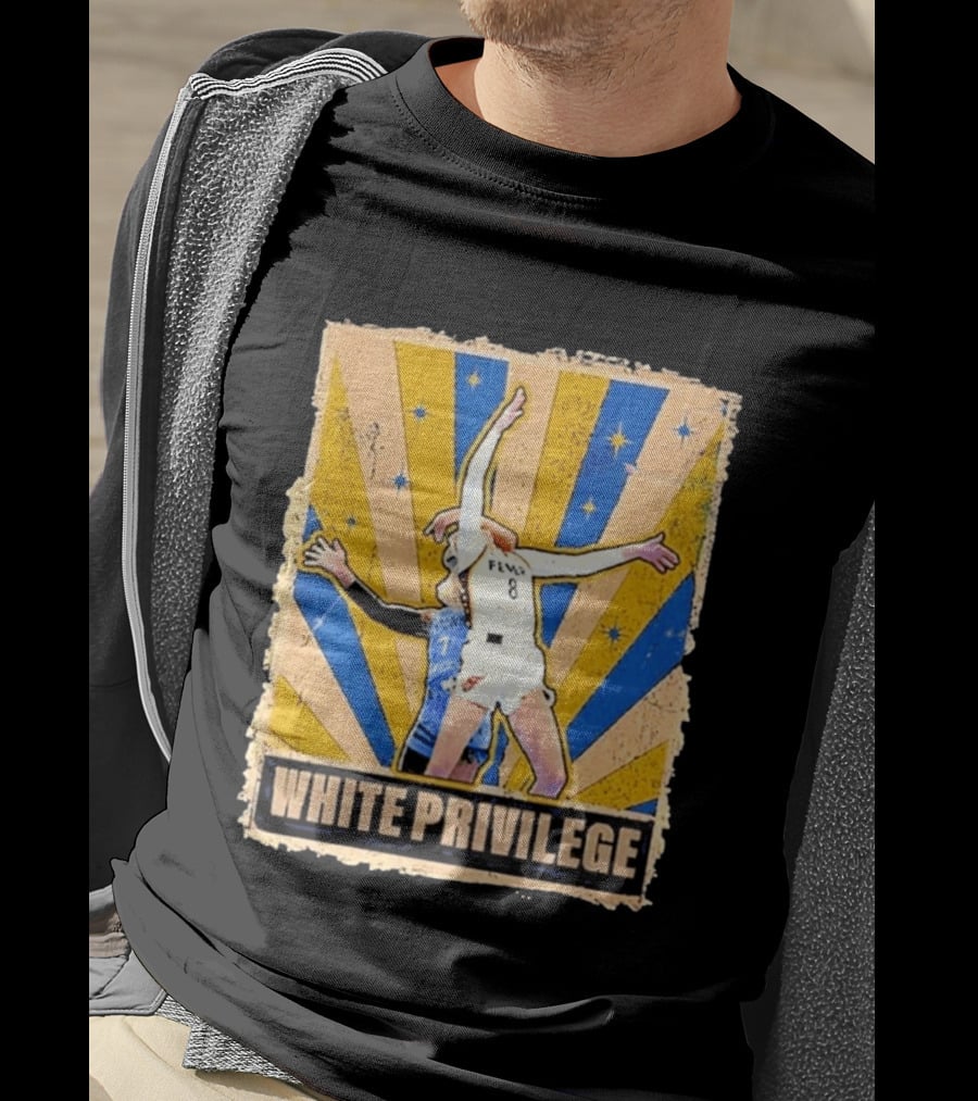 White Privilege Basketball Collision Moment Blue Yellow Starburst T-Shirt