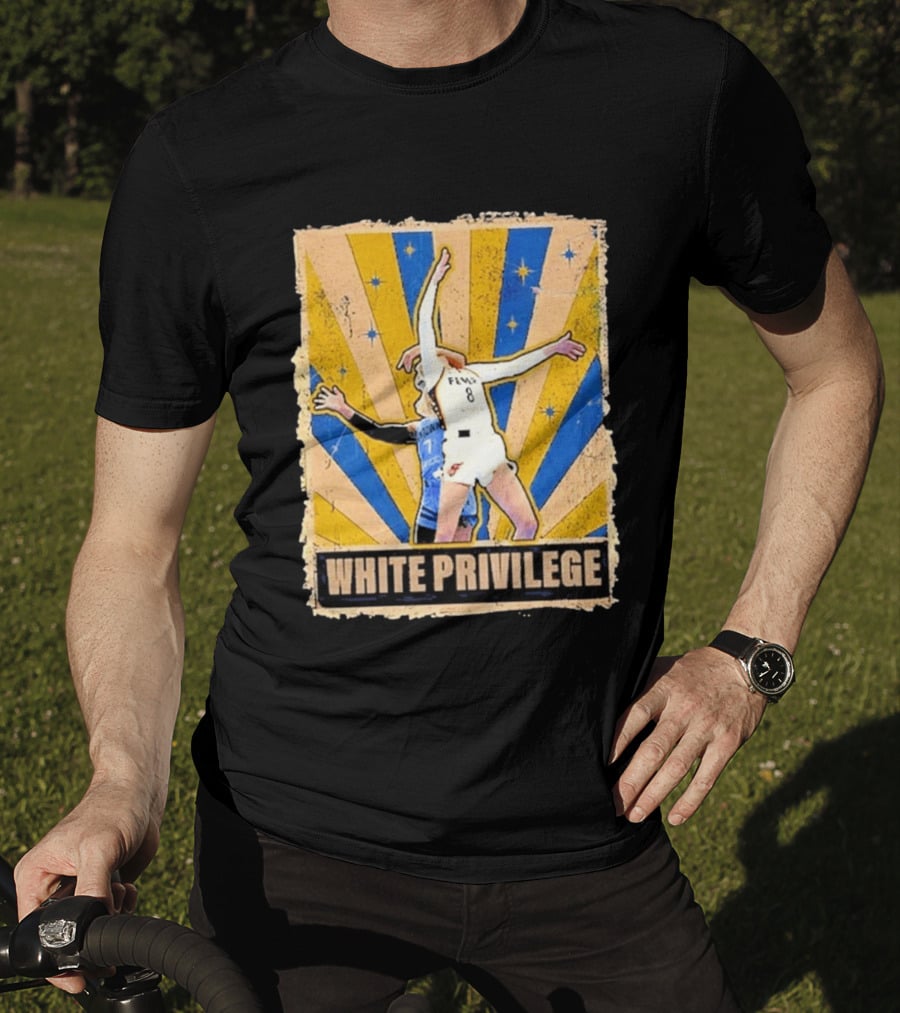 White Privilege Basketball Collision Moment Blue Yellow Starburst T-Shirt