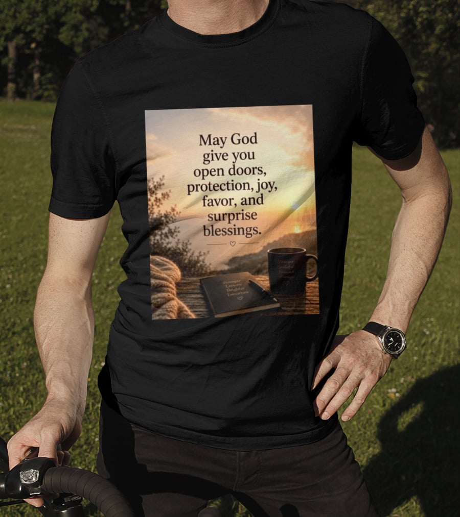 May God Give You Open Doors Protection Joy Favor Surprise Blessings Inspirational Message T-Shirt