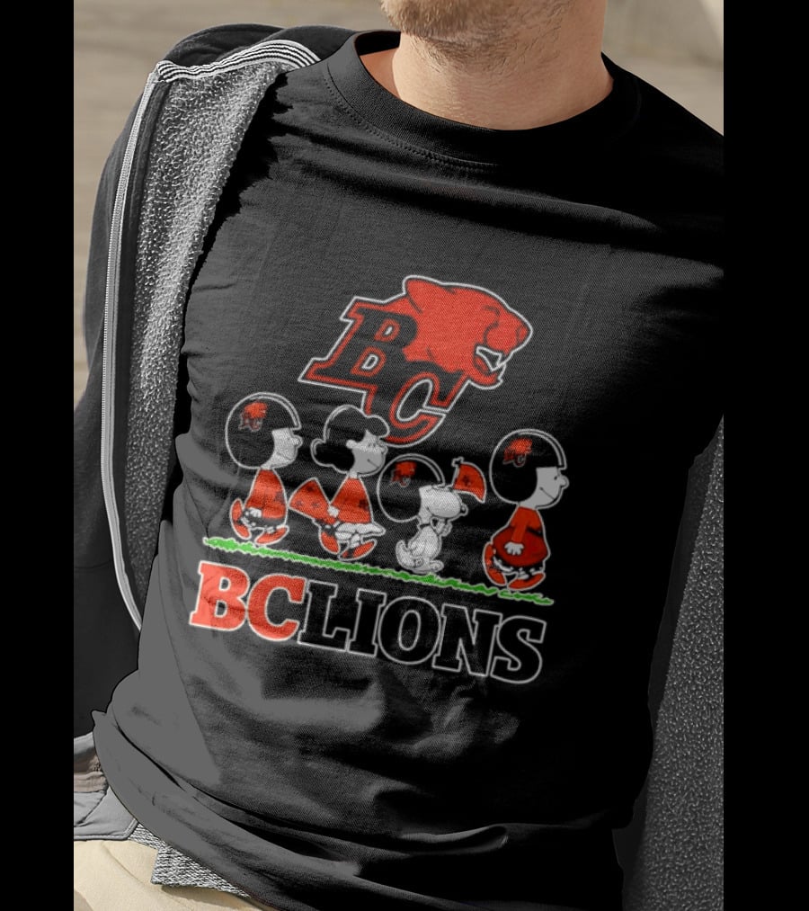 Peanuts Characters Collaboration With BC Lions CFL Team T-Shirt