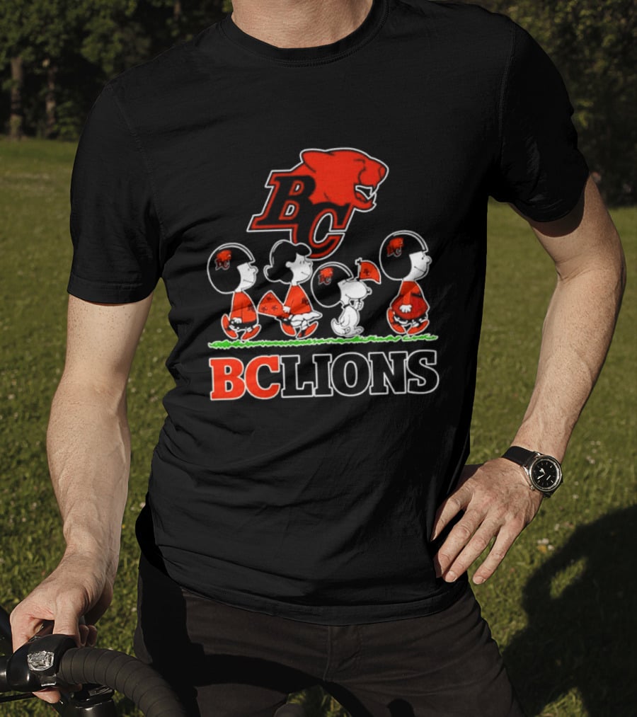 Peanuts Characters Collaboration With BC Lions CFL Team T-Shirt