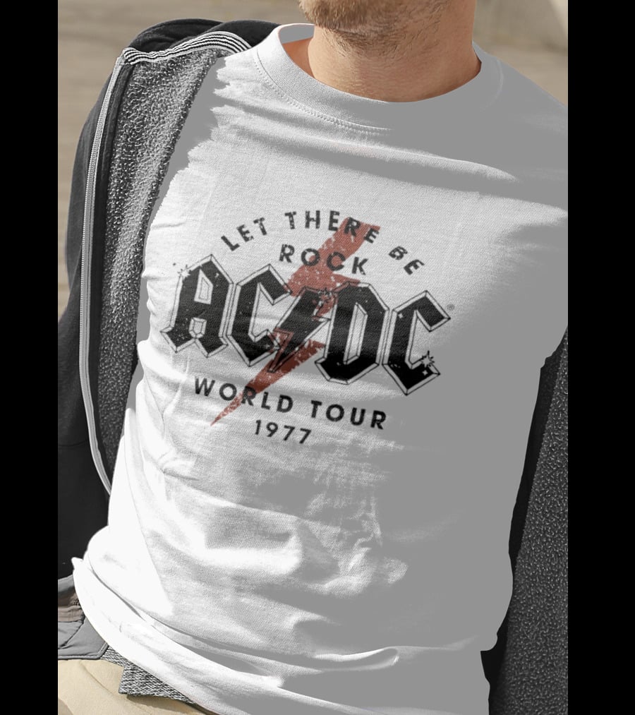 AC DC Let There Be Rock 1977 World Tour Lightning Bolt T-Shirt