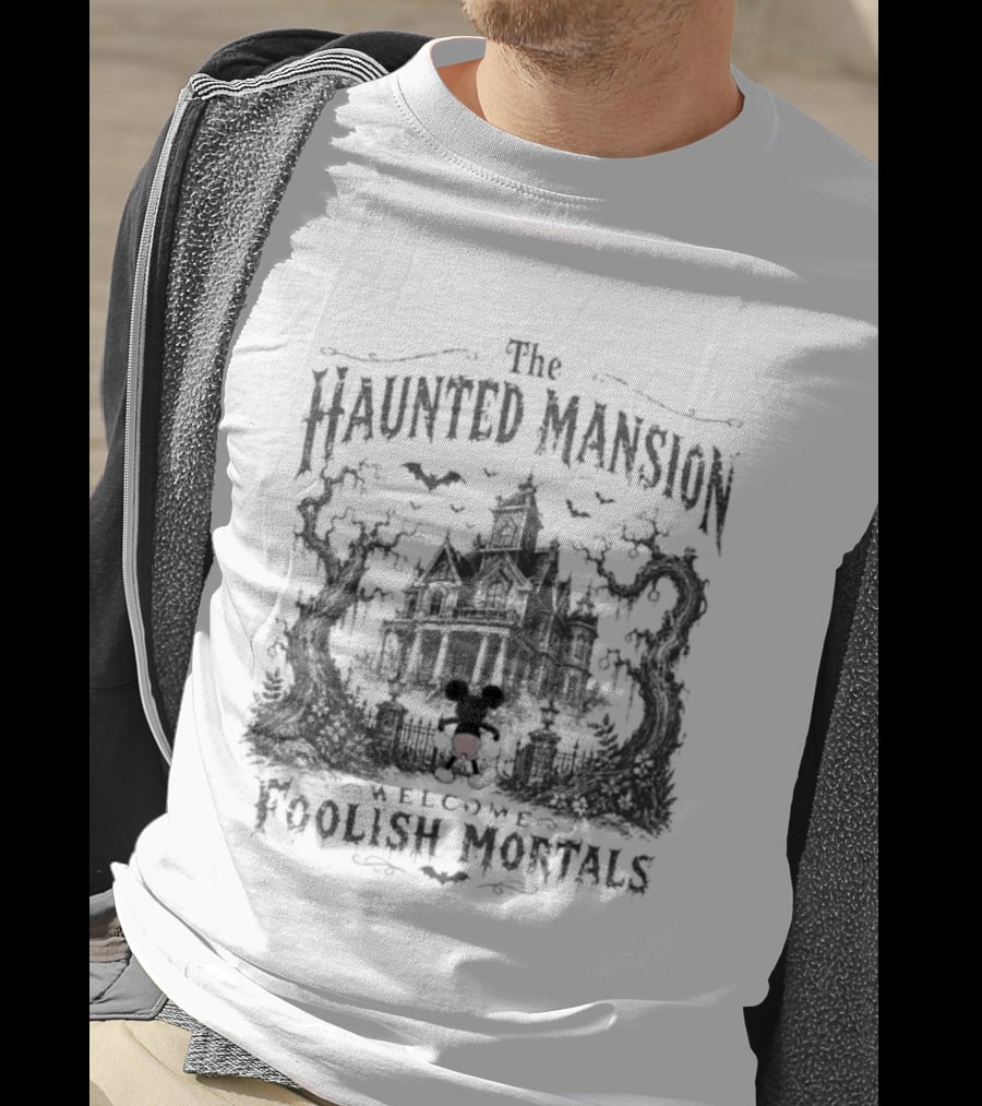 The Haunted Mansion Welcome Foolish Mortals Disney Halloween Mickey T-Shirt