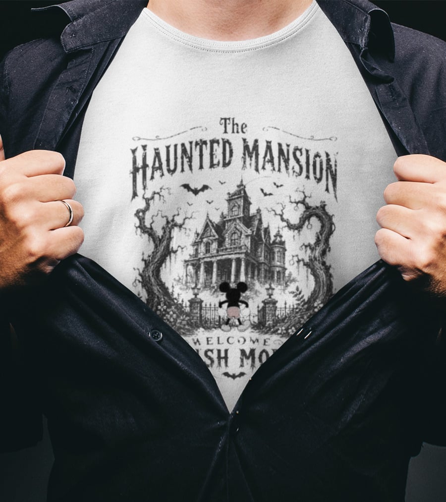 The Haunted Mansion Welcome Foolish Mortals Disney Halloween Mickey T-Shirt
