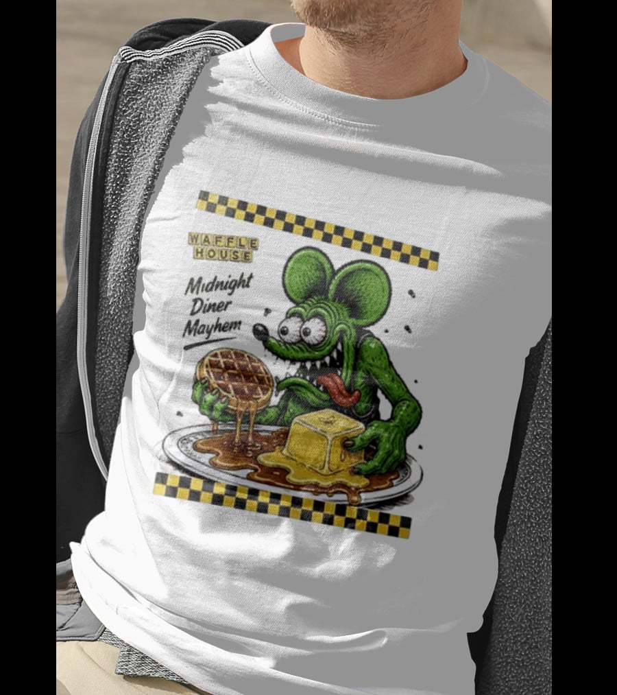 Rat Fink Waffle House Midnight Diner Mayhem Stay Golden T-Shirt