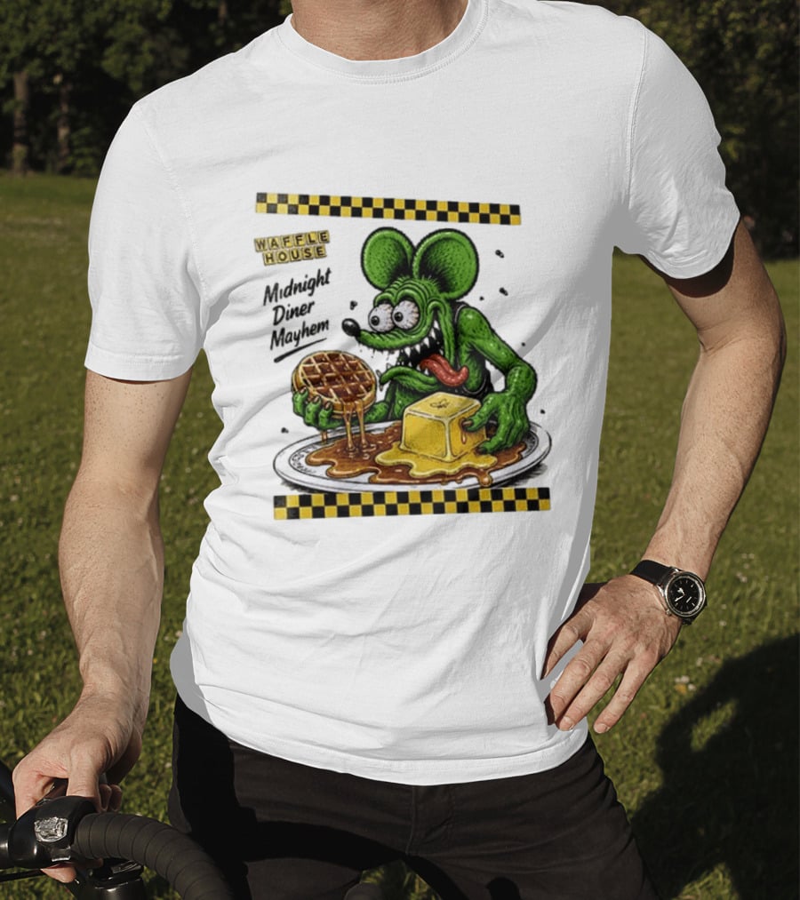 Rat Fink Waffle House Midnight Diner Mayhem Stay Golden T-Shirt
