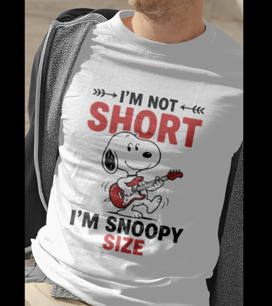 Snoopy Beagle Cartoon I'm Not Short I'm Snoopy Size Guitar Music T-Shirt