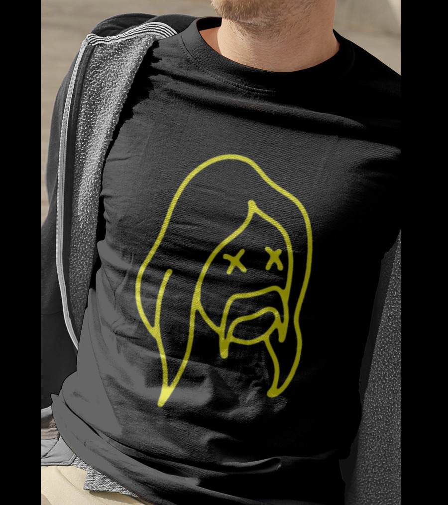 Austin Meade Store Blackout Black Neon Yellow Face Lines T-Shirt