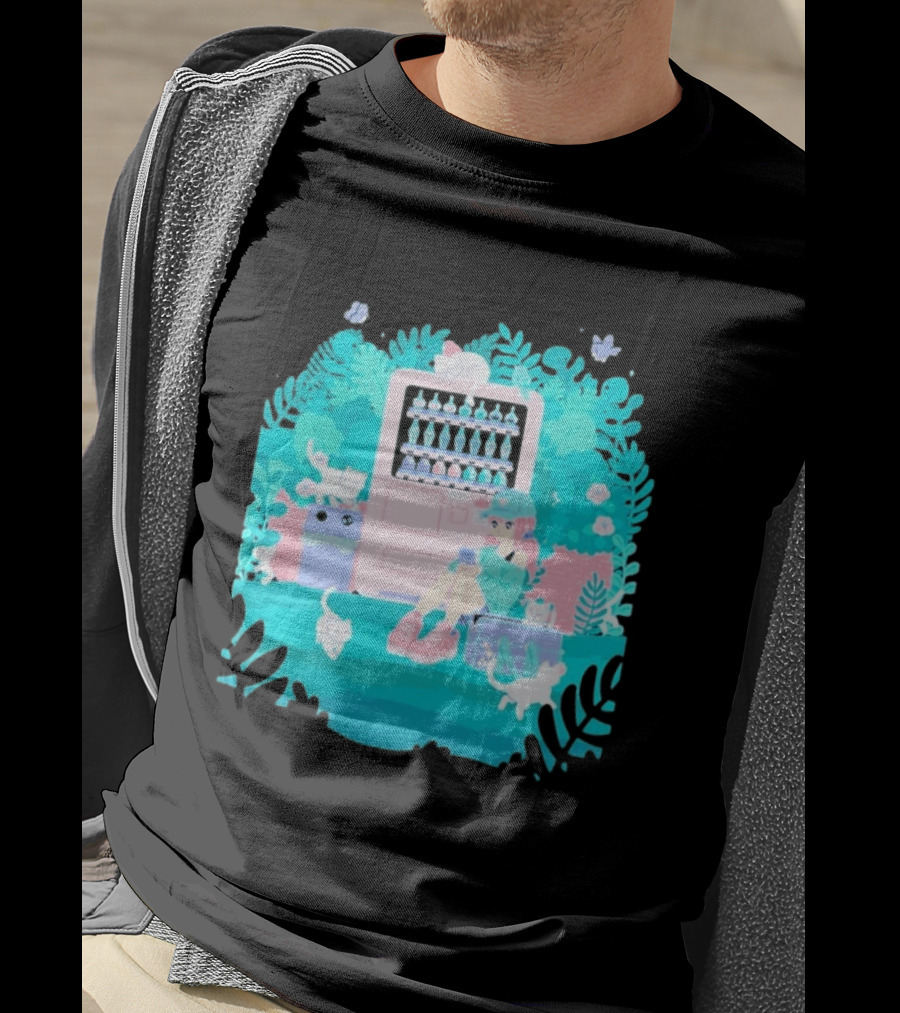 Cat Vending Machine Pastel Aesthetic With Sitting Girl And Cats T-Shirt