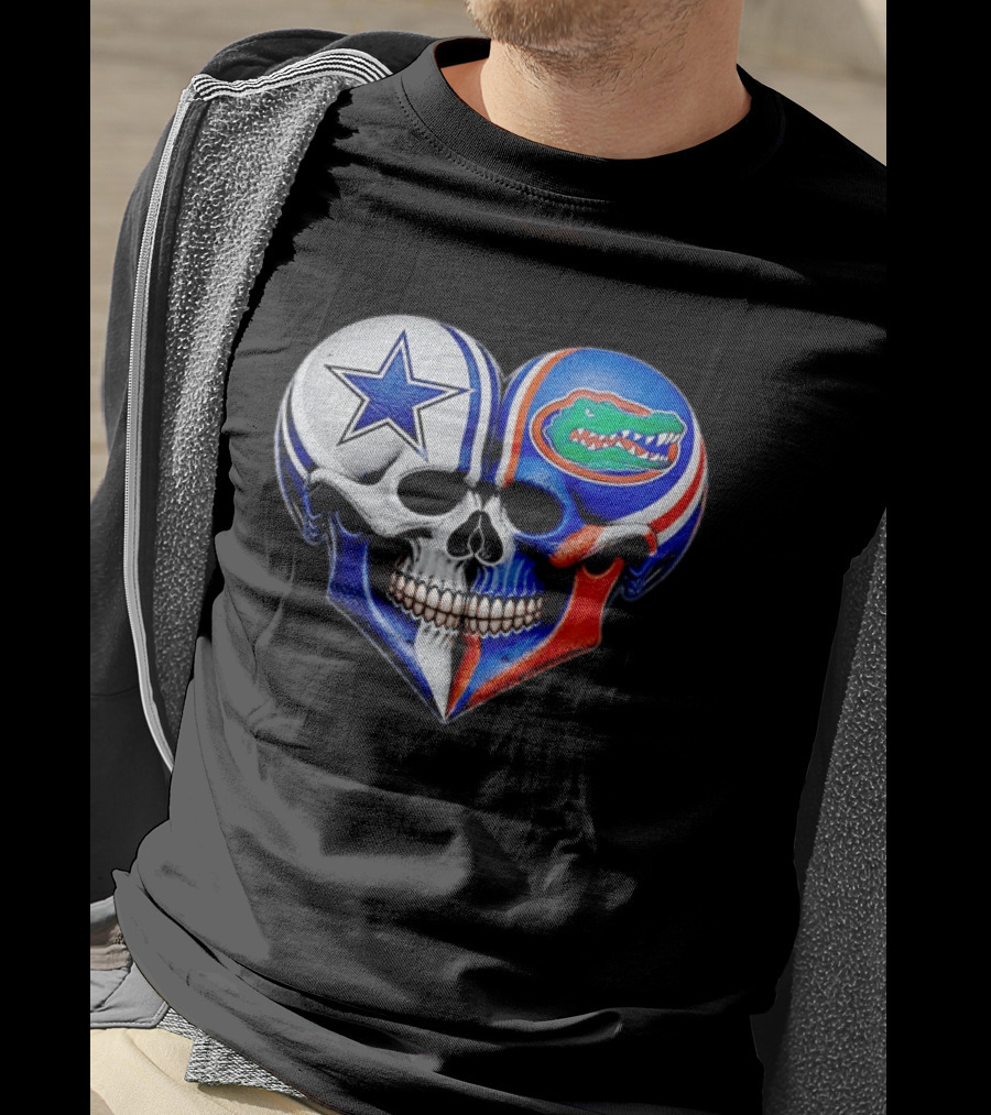 Dallas Cowboys Florida Gators Heart Skull T-Shirt