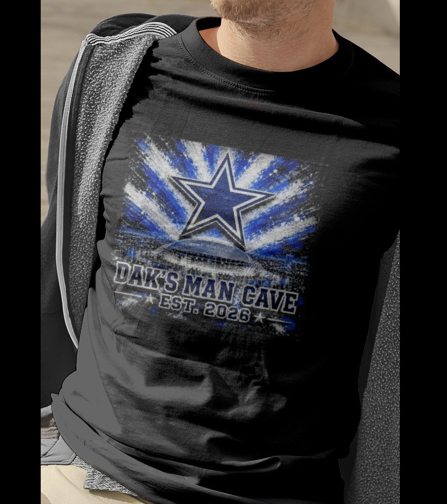Dallas Cowboys AT&T Stadium Dak's Man Cave Established 2026 Starburst T-Shirt