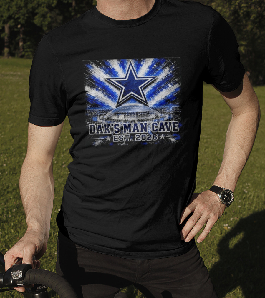 Dallas Cowboys AT&T Stadium Dak's Man Cave Established 2026 Starburst T-Shirt