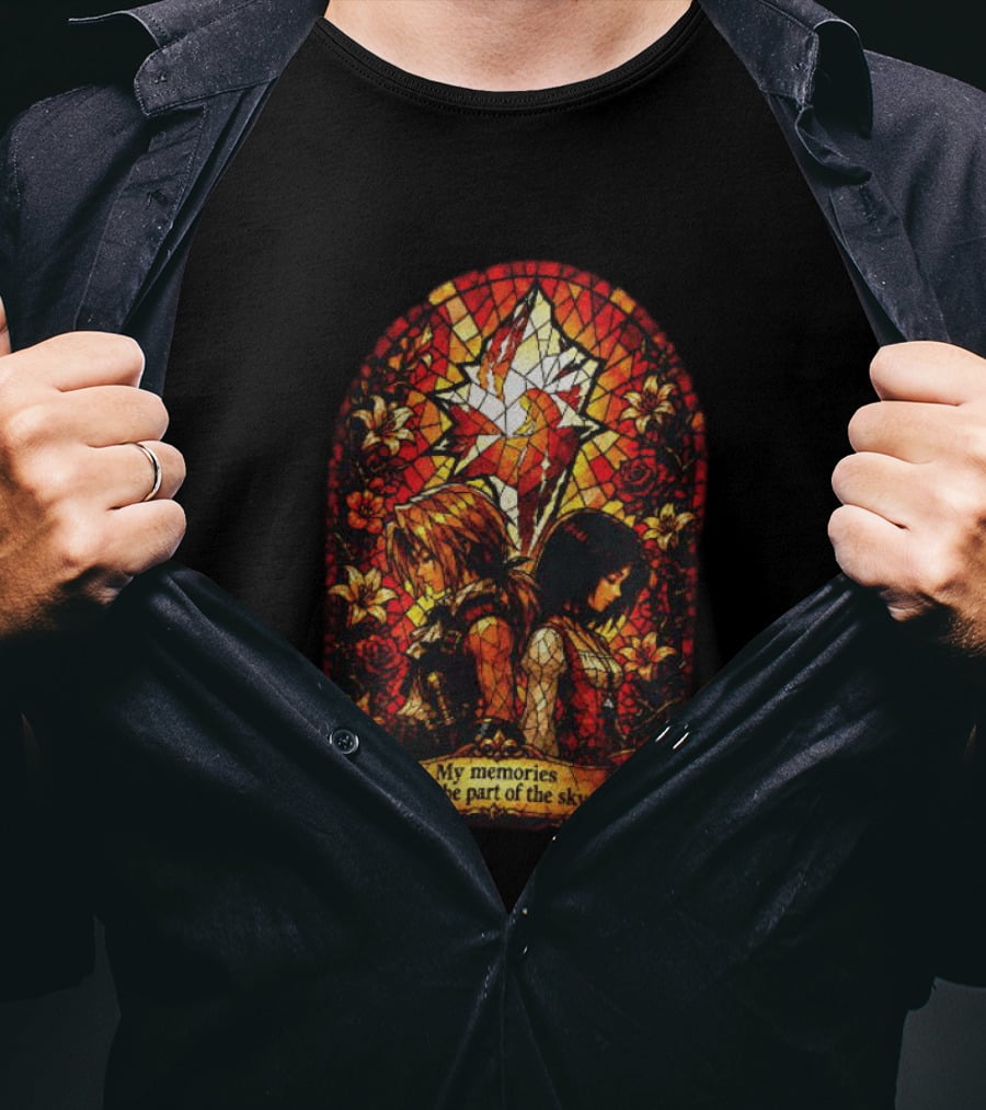 Final Fantasy Stained Glass Zidane And Garnet My Memories Will Be Part Of The Sky T-Shirt
