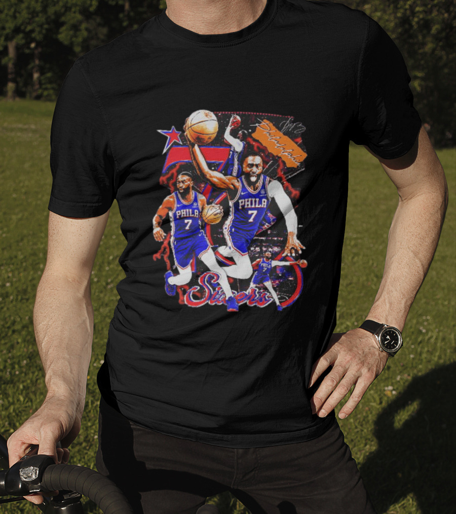 Tyrese Maxey Philadelphia Sixers Basketball Phila 7 NBA Player Action T-Shirt