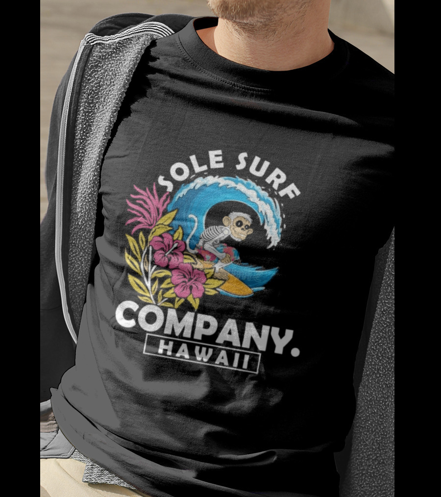 Sole Surf Company Hawaii Monkey Wave Flower Surfing T-Shirt