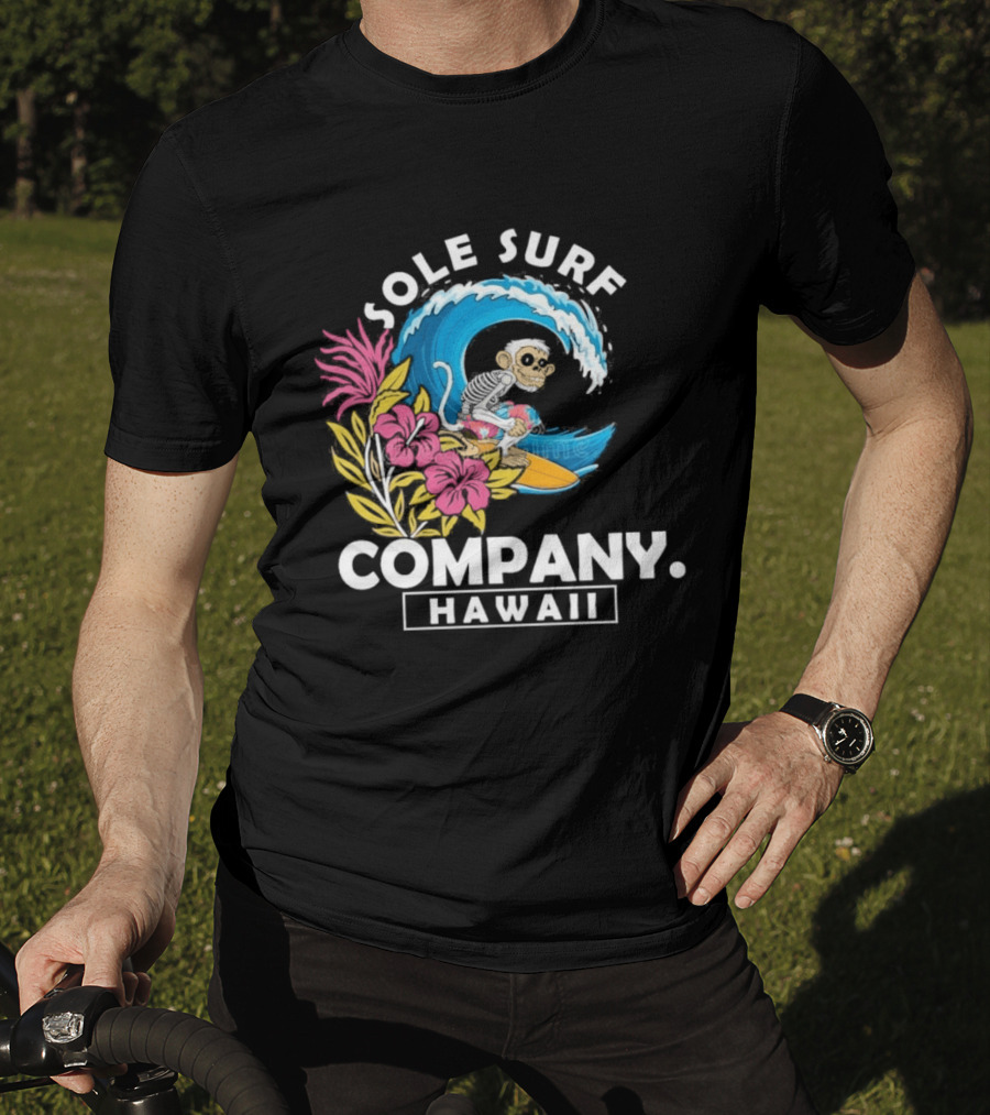 Sole Surf Company Hawaii Monkey Wave Flower Surfing T-Shirt