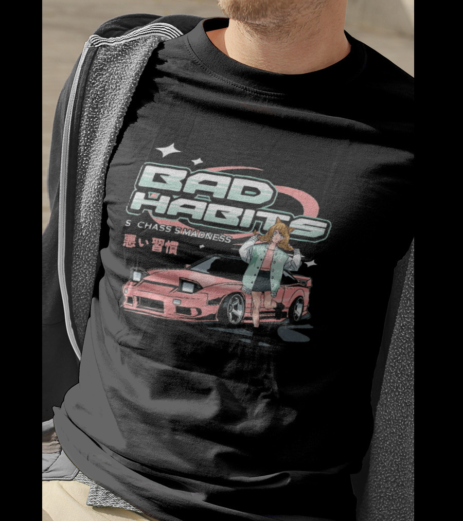 Bad Habits Nissan 180SX S Chassis Madness Anime Car Drift 1988 1998 T-Shirt