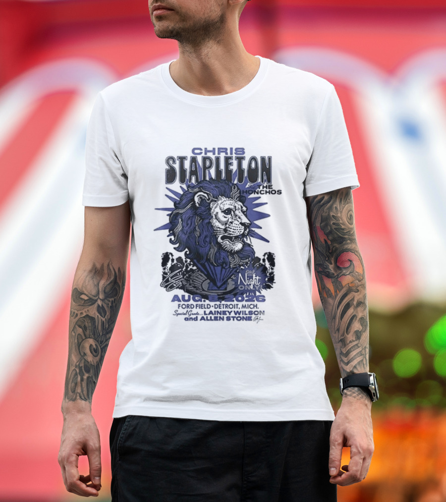 Chris Stapleton Detroit Lions August 2023 Ft The Honchos One Night Only T-Shirt