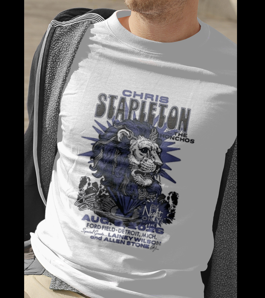 Chris Stapleton Detroit Lions August 2023 Ft The Honchos One Night Only T-Shirt