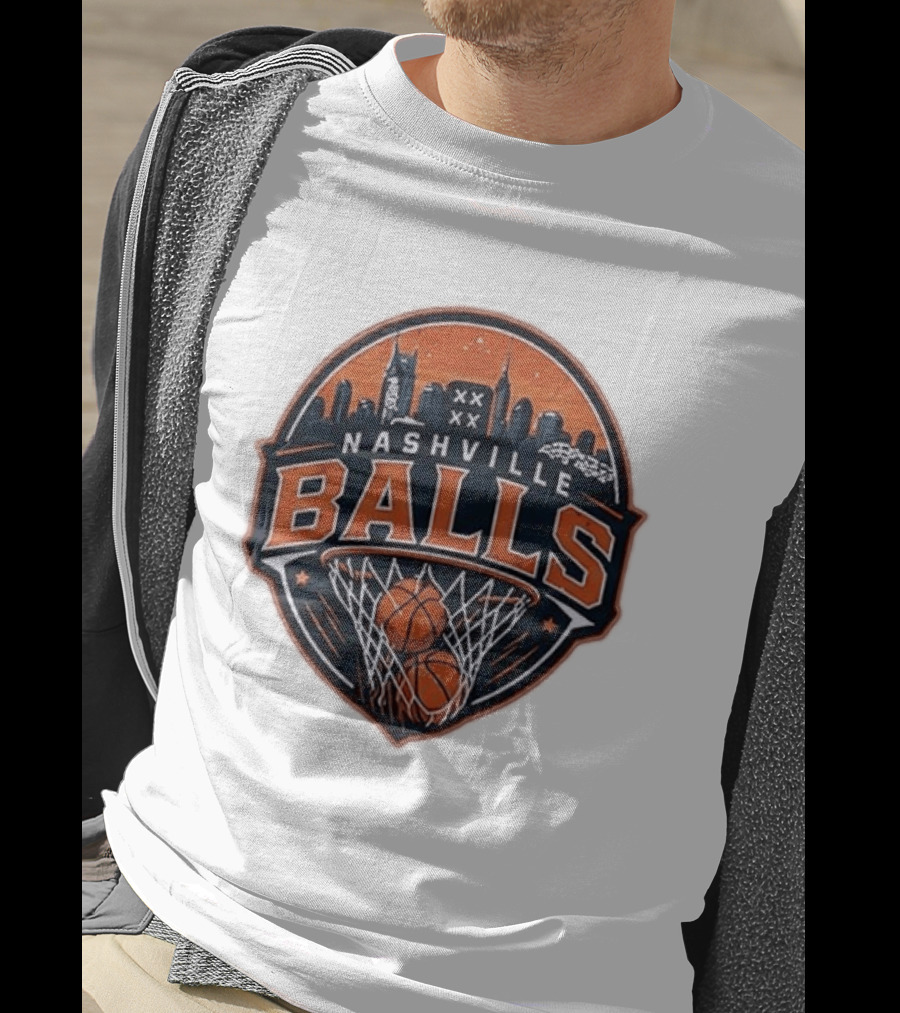 Nashville Balls Basketball Skyline Orange And Black T-Shirt