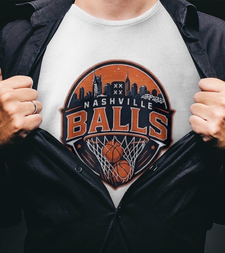 Nashville Balls Basketball Skyline Orange And Black T-Shirt