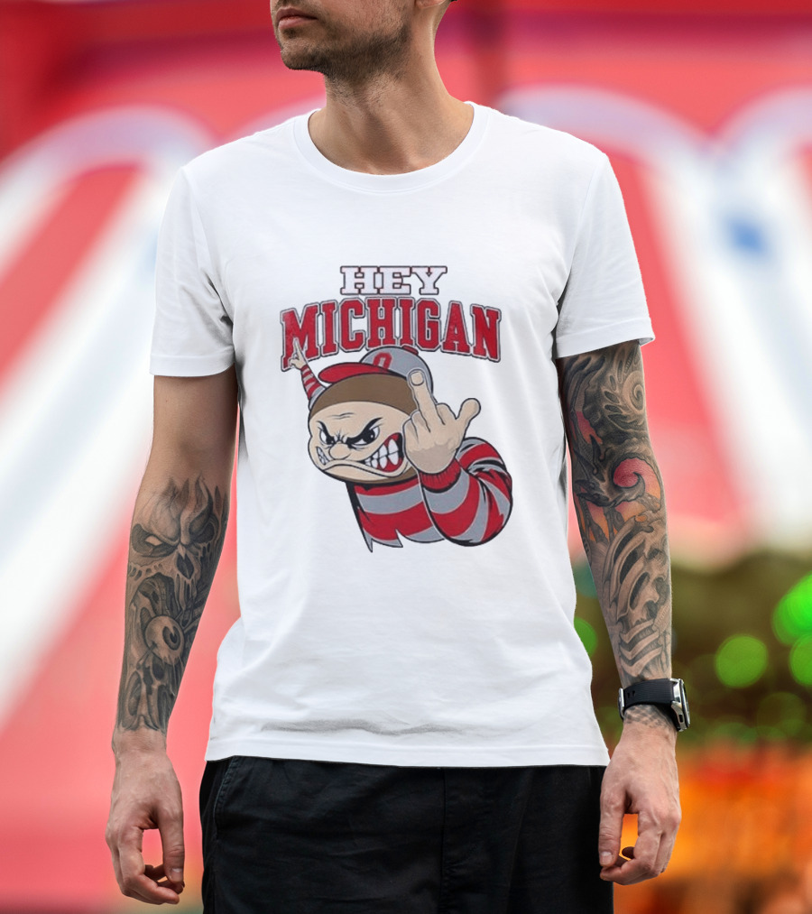 Ohio State Buckeyes Hey Michigan Middle Finger T-Shirt
