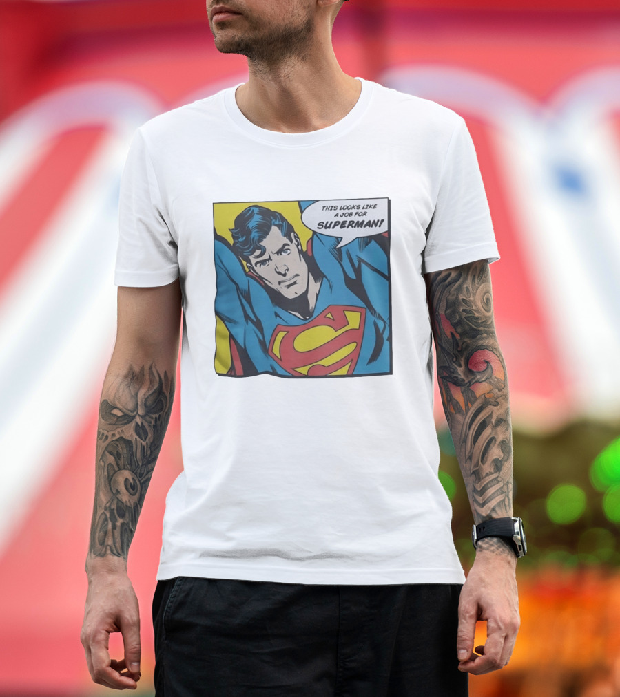 This Looks Like A Job For Superman Comic Panel Classic Superman Heroic Pose T-Shirt