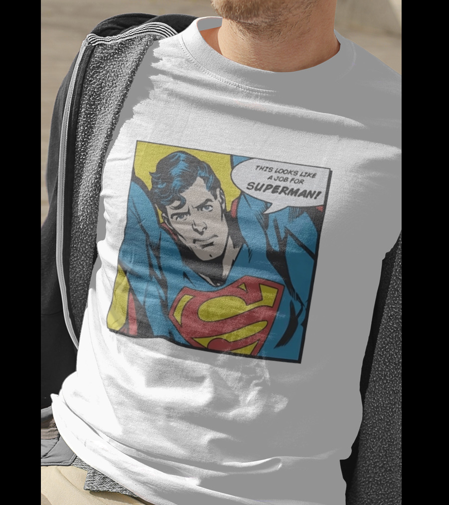 This Looks Like A Job For Superman Comic Panel Classic Superman Heroic Pose T-Shirt