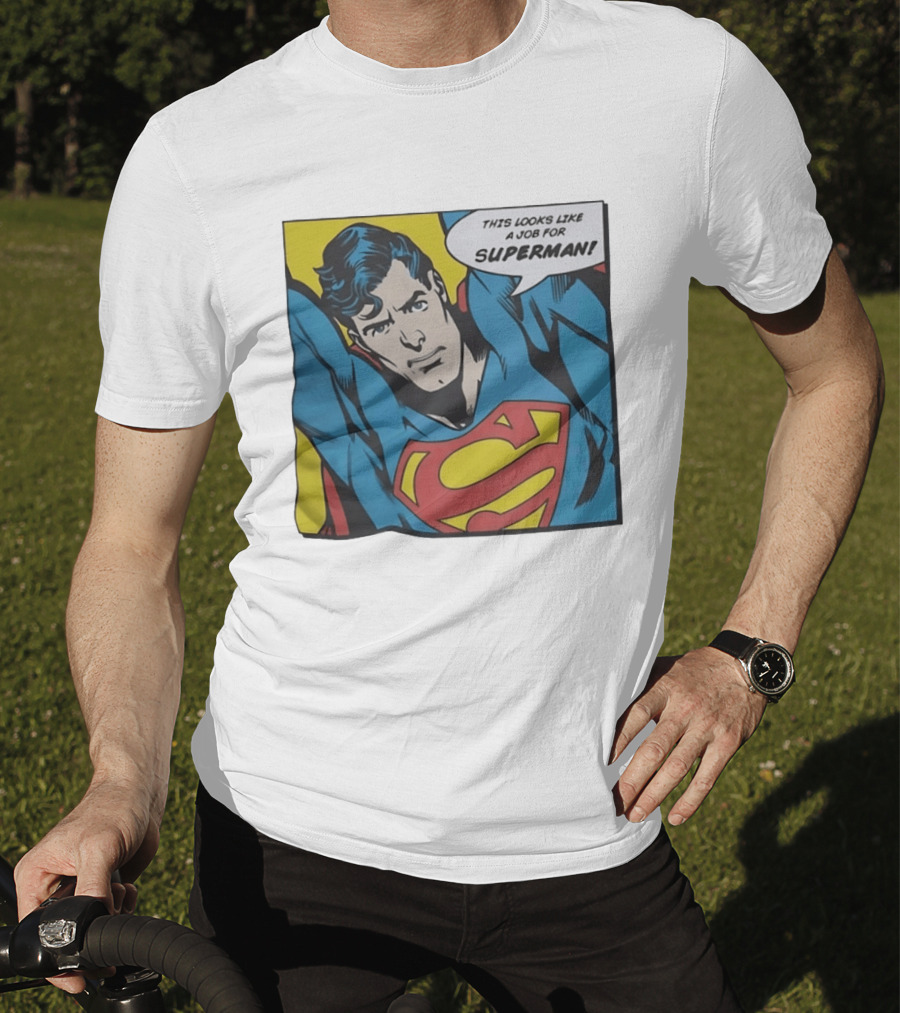 This Looks Like A Job For Superman Comic Panel Classic Superman Heroic Pose T-Shirt