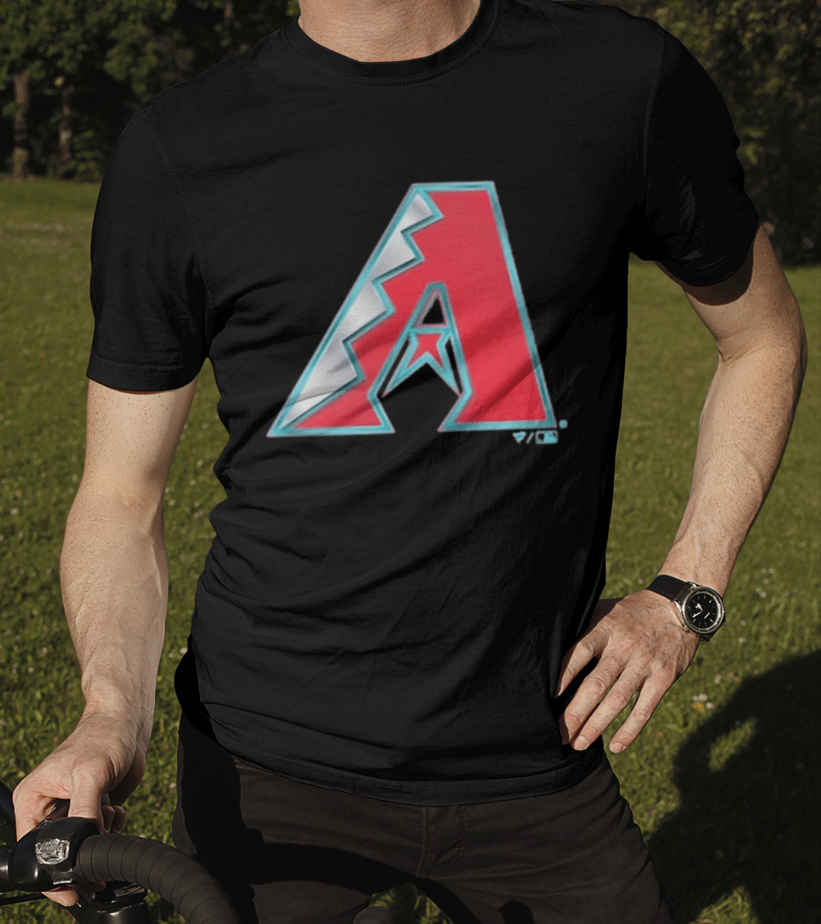 Arizona Diamondbacks Women's Metallic A Logo Red And Silver T-Shirt