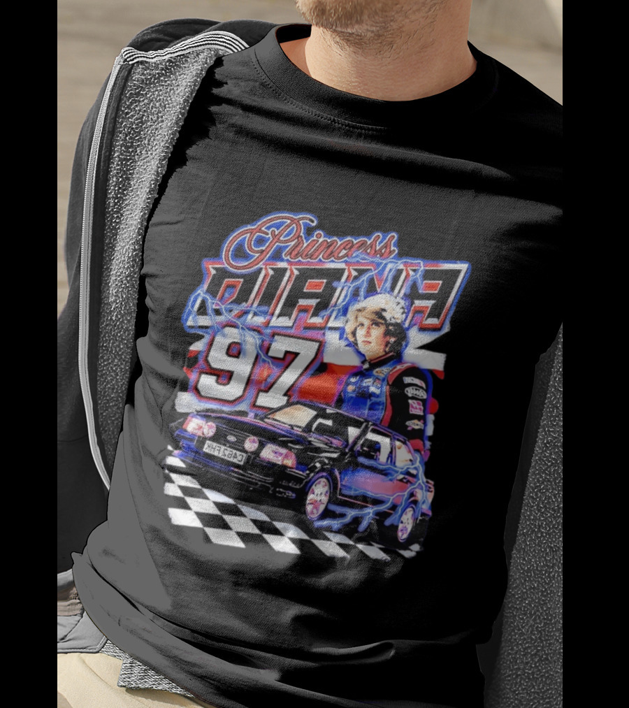 Princess Diana 97 Racing NASCAR Checkered Lightning Car T-Shirt