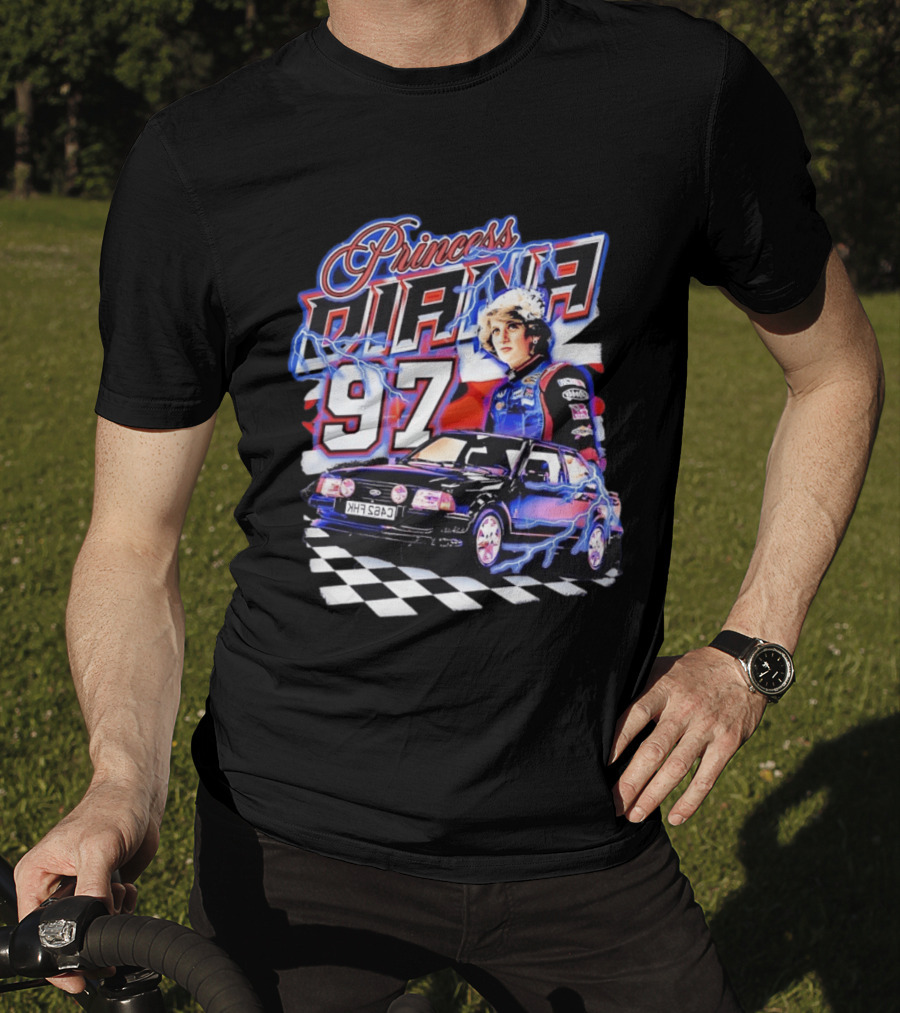 Princess Diana 97 Racing NASCAR Checkered Lightning Car T-Shirt