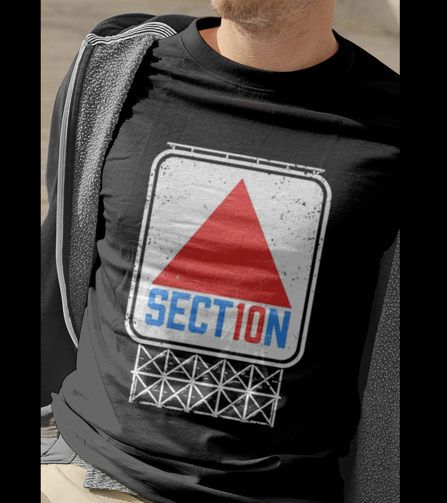 Section 10 Distressed Red Triangle Sign Retro Look S10 T-Shirt