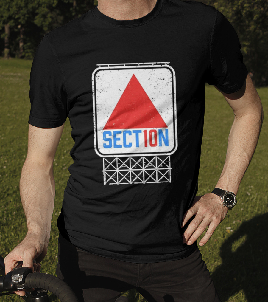 Section 10 Distressed Red Triangle Sign Retro Look S10 T-Shirt