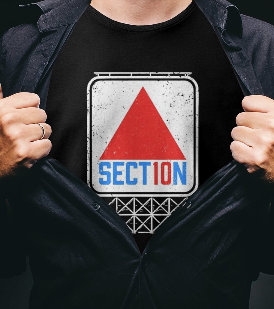 Section 10 Distressed Red Triangle Sign Retro Look S10 T-Shirt