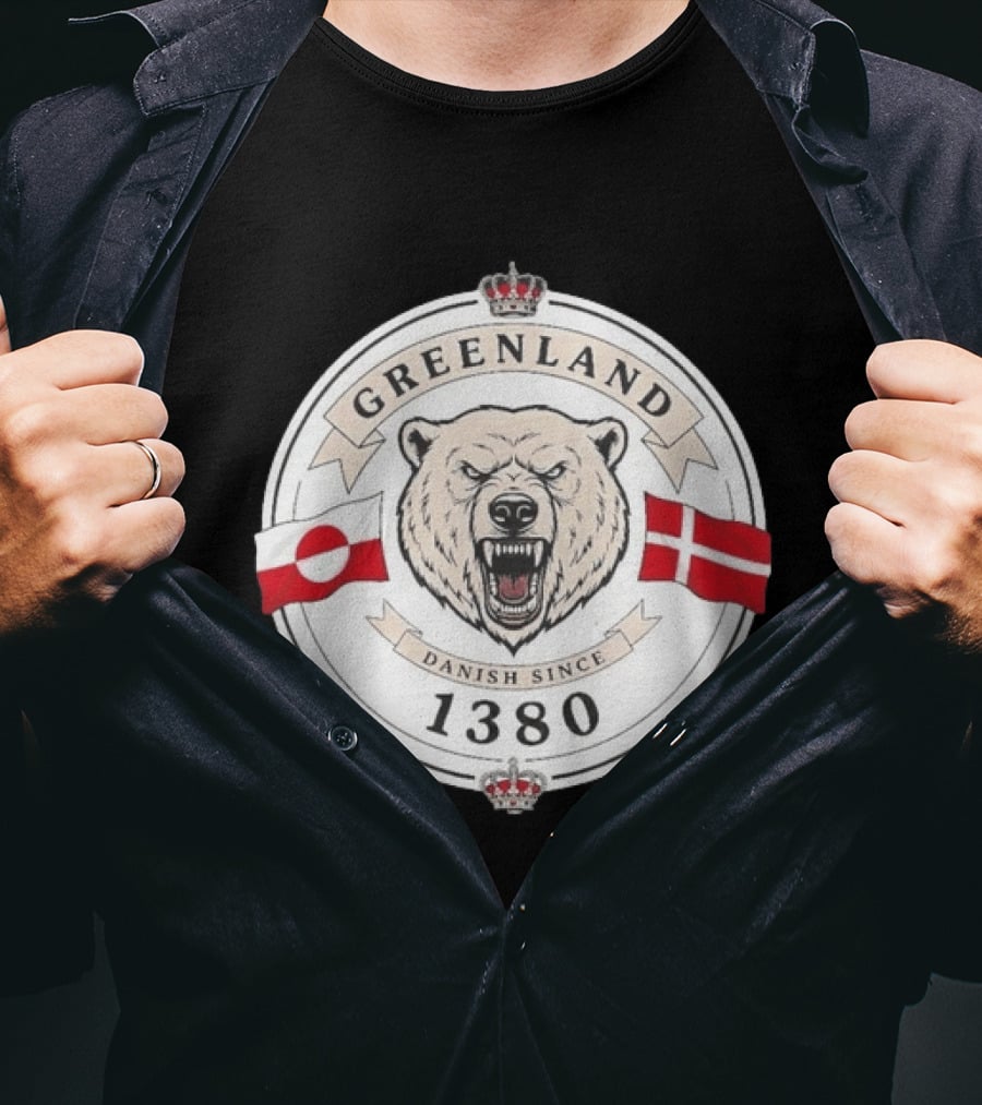 Greenland Danish Since 1380 Polar Bear Flags T-Shirt