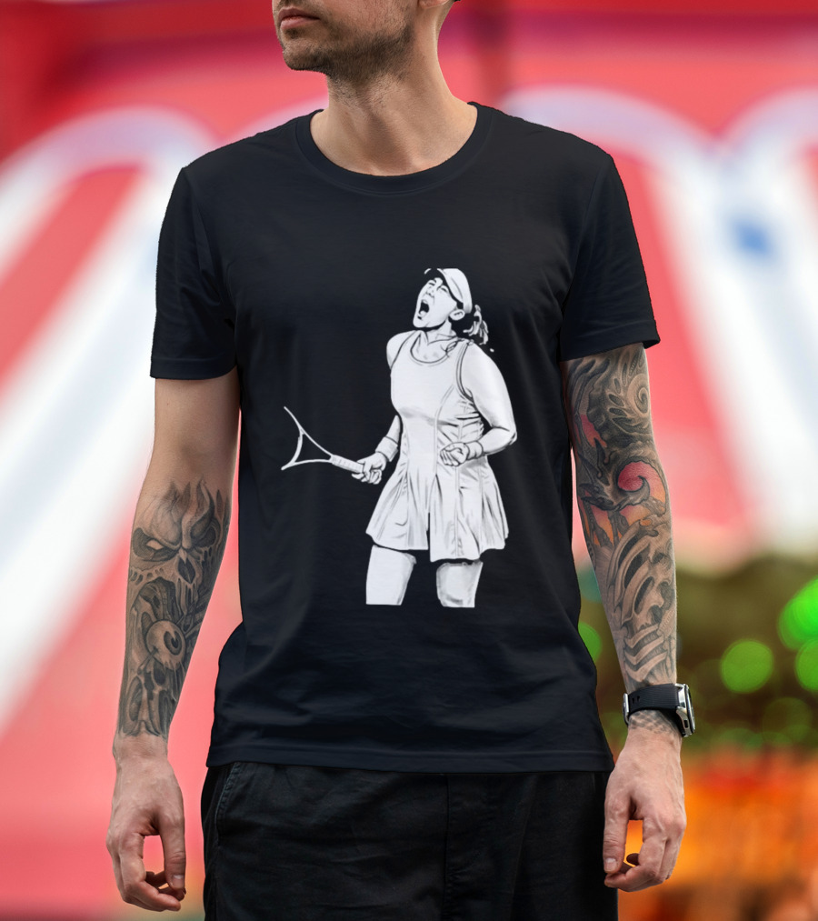 Tennis Player Celebrating Victory Power Grit Determination Black T-Shirt