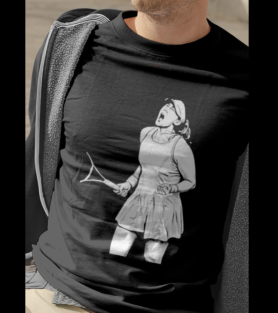 Tennis Player Celebrating Victory Power Grit Determination Black T-Shirt