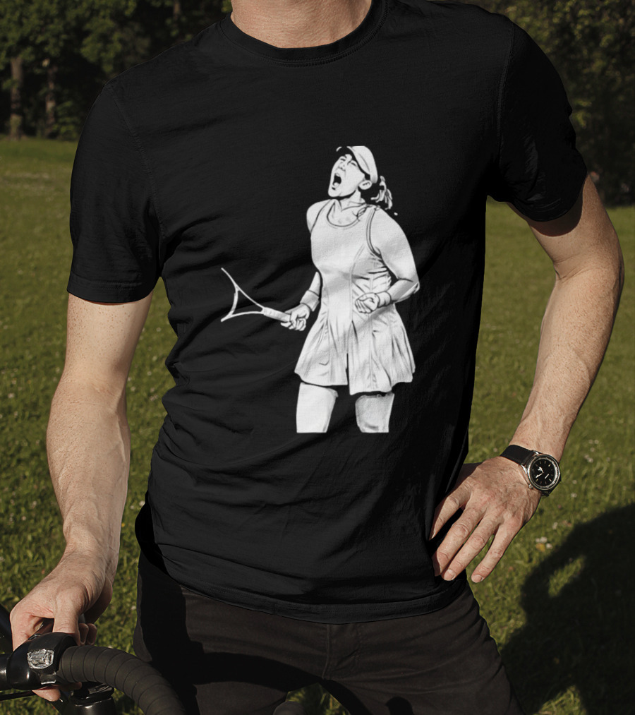 Tennis Player Celebrating Victory Power Grit Determination Black T-Shirt