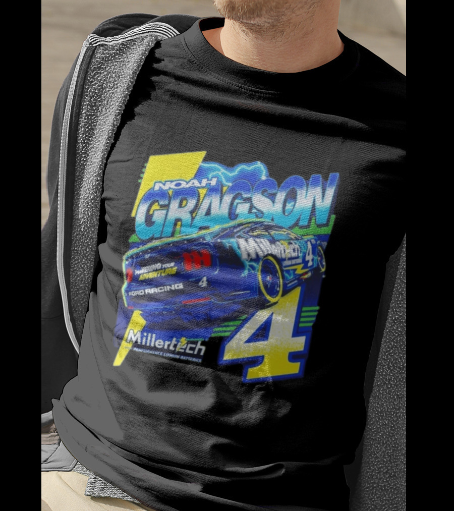 Noah Gragson Millertech Performance Lithium Batteries No 4 Ford Racing Powering Your Adventure T-Shirt
