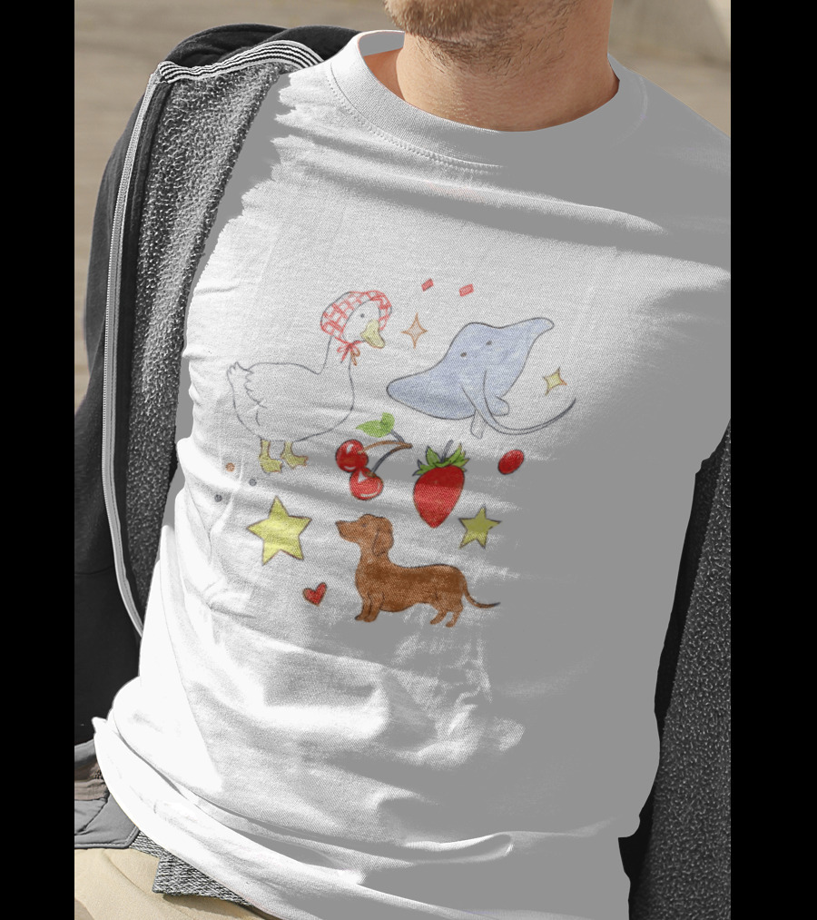 Goose Stingray Strawberry Cherry Dachshund Stars Nature T-Shirt