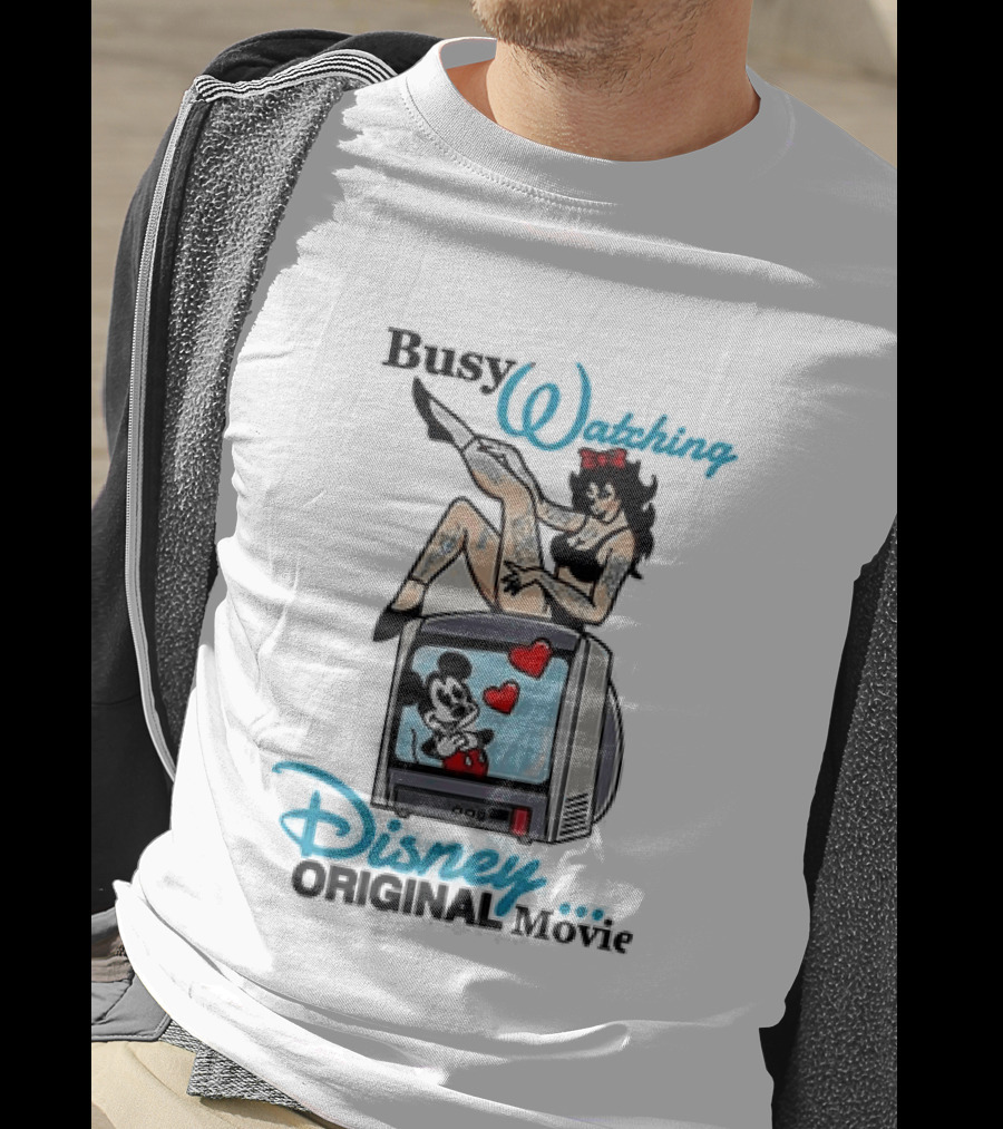 Busy Ing Disney Original Movie Retro Style With Mickey TV And Pin Up T-Shirt