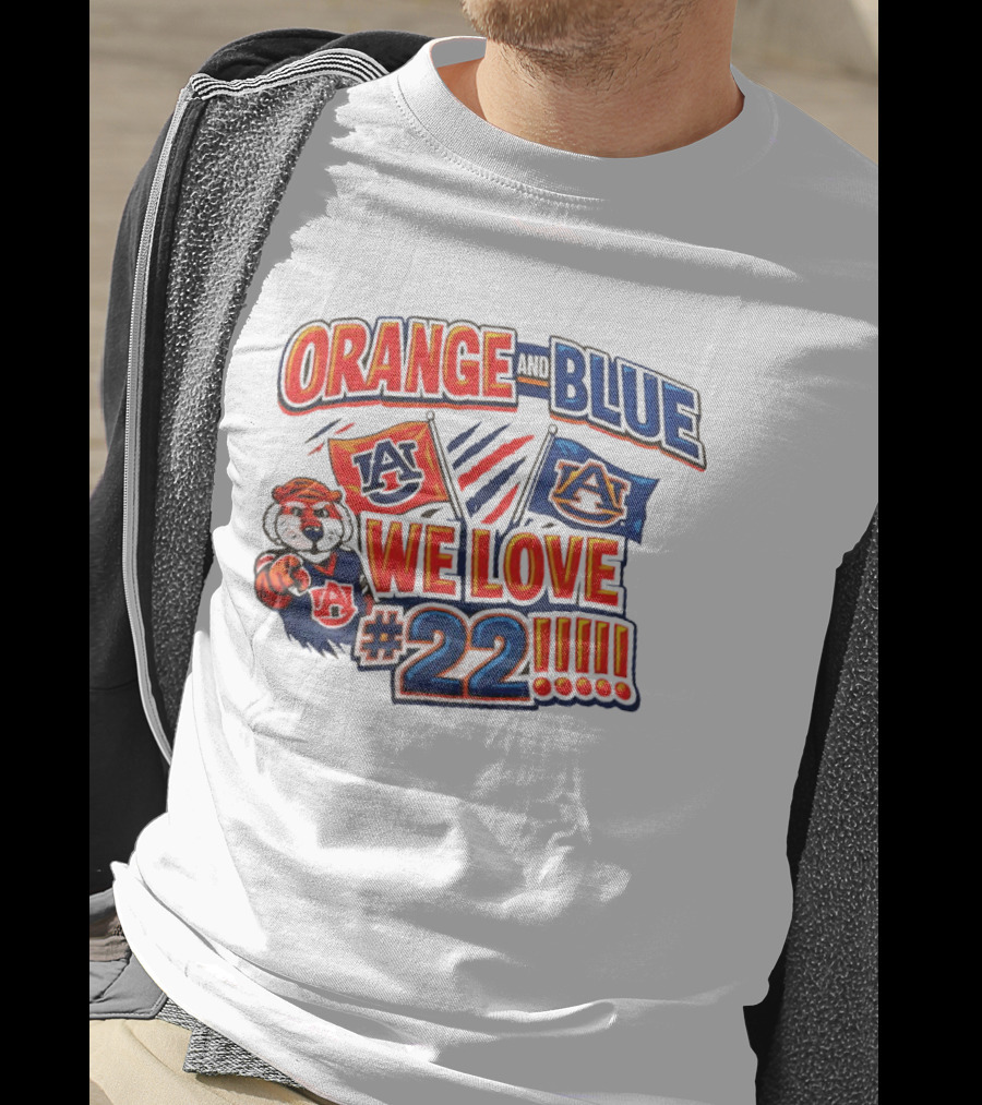 Auburn Tigers Orange And Blue We Love #22 Paws Up Enthusiasts T-Shirt