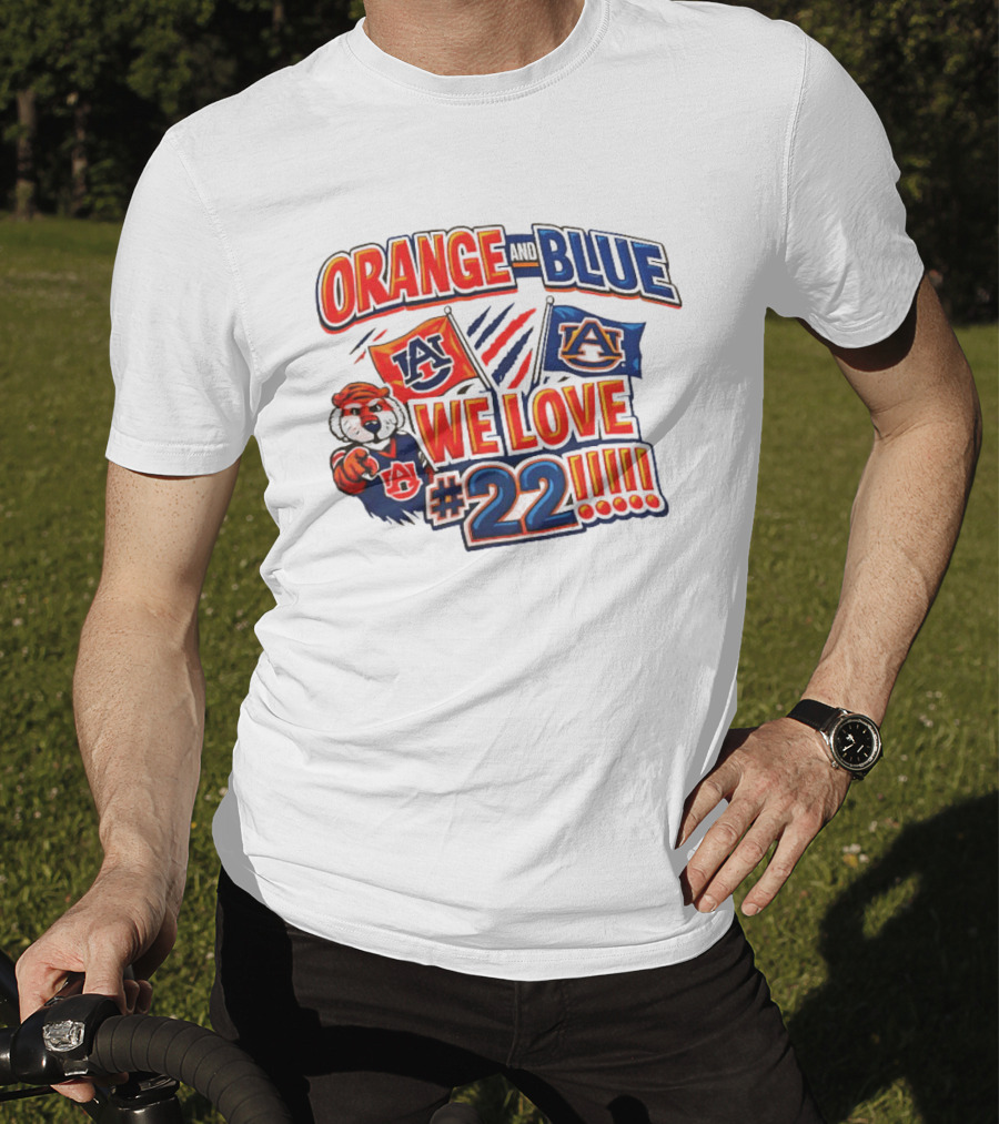 Auburn Tigers Orange And Blue We Love #22 Paws Up Enthusiasts T-Shirt