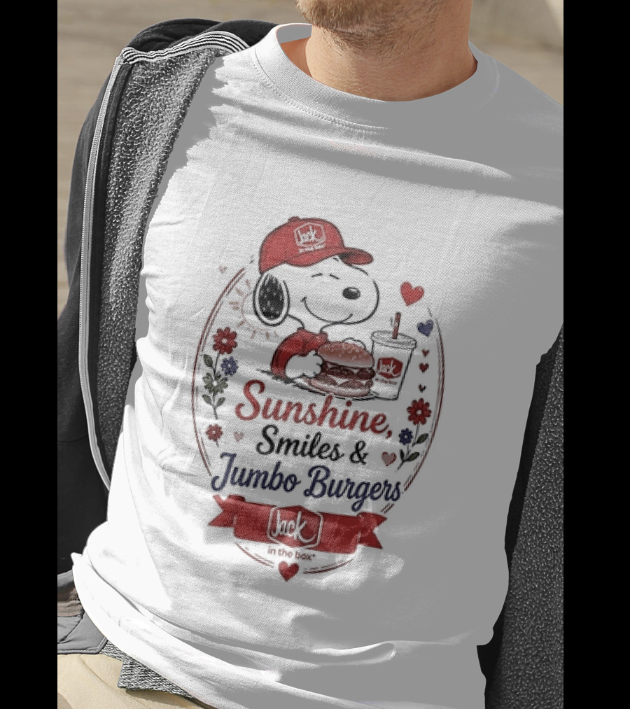 Peanuts Snoopy Sunshine Smiles Jumbo Burgers Collaboration With Jack In The Box T-Shirt